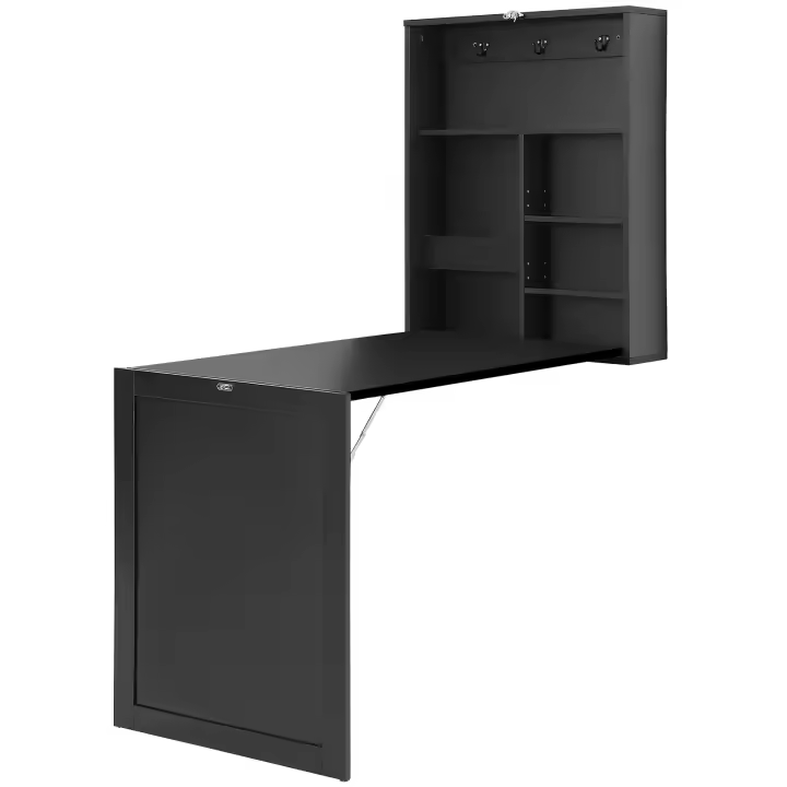 SucceBuy Escritorio montado en la pared, mesa plegable multifunción, escritorio para computadora que ahorra espacio para oficina en casa, área de almacenamiento - 1