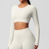Traje de Yoga de manga larga ajustado con almohadilla para el pecho, Top corto deportivo de manga larga para mujer, Pilates, correr - details 16