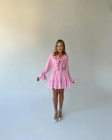 Elegante Vestido Mini de Cintura Alta con Encaje Manga Larga, Agujero en la Cintura, Lazo de Moda para Mujeres - details 17