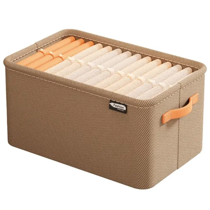 Divisores de ropa, caja de almacenamiento de tela de separación, almacenamiento de calcetines artísticos, color caqui/gris, 1 unidad - 1