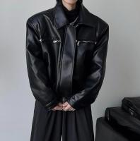 Chaqueta de cuero PU americana para hombre, ropa de locomotora con silueta de alta gama británica para primavera y otoño, herramientas de cuero - details 1