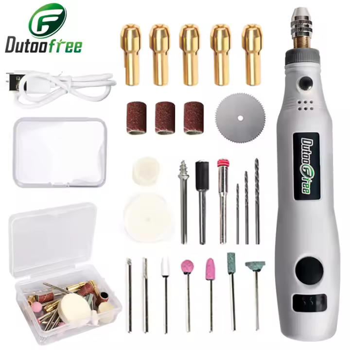 Mini Taladro Inalámbrico USB, pluma de pulido de grabado inalámbrico, 3 velocidades, taladro eléctrico para joyería, herramientas Dremel de Metal, tallado de perforación - 1