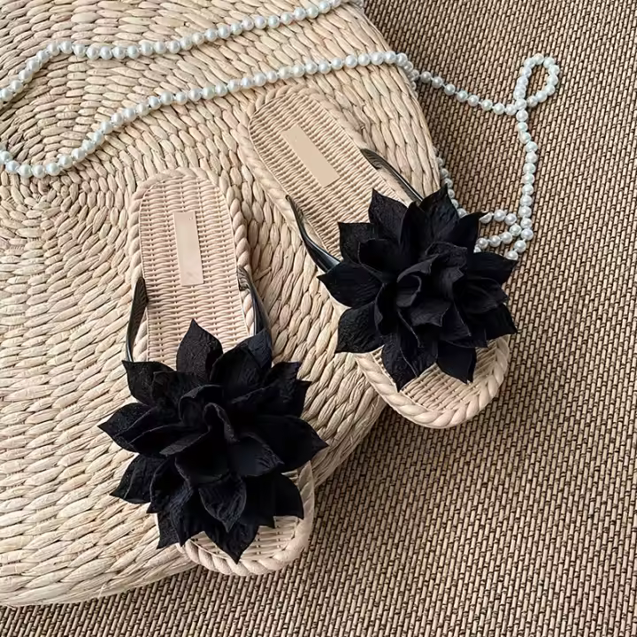 Sandalias de Flor para Mujer Zapatos de Verano Antideslizantes con Suela de Cuero Sintético - 1