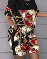 Conjunto de dos piezas estampado de manga corta para mujer, primavera verano - details 20