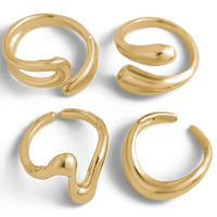 Anillos Geométricos de Metal Punk Juego de Anillos Abiertos Curvados Dorados para Mujeres y Hombres - details 6