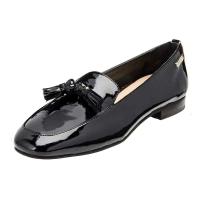 Zapatos de oficina planos Oxford para mujer, calzado informal antideslizante con punta cuadrada y borlas de piel de vaca con patrón de lichi, informal, para conducir - details 2