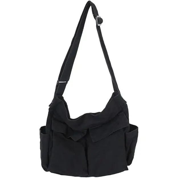 Bolsos de lona para mujer, bolso grande, suave y sólido, bolso cruzado con bolsillos, bolsos mixtos - 1