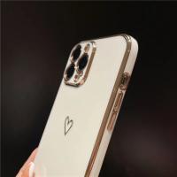 Funda de teléfono suave a prueba de golpes con forma de corazón de amor chapado para iPhone 14 13 12 11 Pro Max 15 X XR XS 7 8 Plus, funda protectora para cámara de lente - details 20