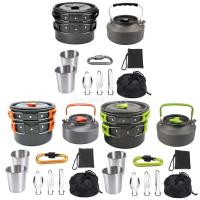 1 ollas al aire libre, sartenes, utensilios de cocina para acampar, juego de cocina para Picnic, vajilla antiadherente con cuchara, tenedor, cuchillo, taza para hervir - details 0