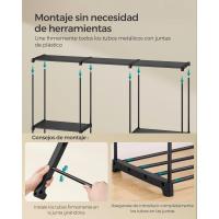 Armario de Ropa, Perchero, Burro Ropa, 124 x 43 x 182 cm, 2 Secciones para Colgar, con Compartimentos, Gran Capacidad, para Dormitorio, Salón, Lavandería, Topo RYG026R02 - details 12