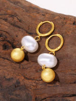 Elegantes pendientes de Perlas de Agua Dulce colgantes de Mujeres colgantes de Maple en todos los colores con pendientes de Anillo Redondo de Amor en stock - details 15