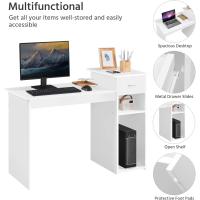Mesa de Ordenador con Estantería 112x50x82cm Escritorio con Cajon para Computadora Escritorio Oficina Despacho Moderno Blanco - details 5