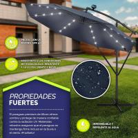 Parasol Excentrico de Sombrilla con 32 Luces LED Solar Giratorio 360º, Protección UV - details 28