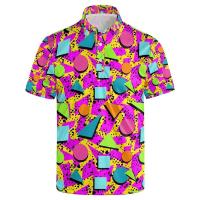 Polo hawaiano 3D para hombre, camiseta informal VIE con estampado colorido, manga corta con botón en el cuello - details 6
