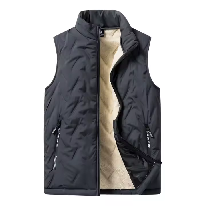 Chaleco de algodón para hombre, chaqueta informal multifuncional de talla grande, top cálido sin mangas con cuello levantado, moda de otoño e invierno - 1