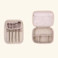 Bolsa cuadrada de cuero PU para cosméticos, bolsa de maquillaje impermeable desmontable, bolso, organizador de artículos de tocador, bolsa de viaje para lavado - details 4