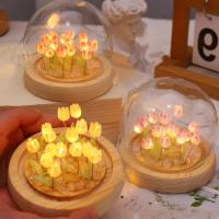 Flor de tulipán Artificial, adornos de luz nocturna hechos a mano, mesita de noche DIY, lámpara LED de noche, decoración de escritorio para dormitorio, regalos de cumpleaños, lámpara de mesa - details 7