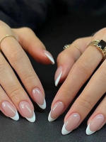 24pcs Uñas Postizas De Almendra Larga Con Línea Blanca Diseño Francés Para Instantáneamente Mejorar Tu Apariencia Uñas Postizas ABS Para Fiesta Verano - details 5