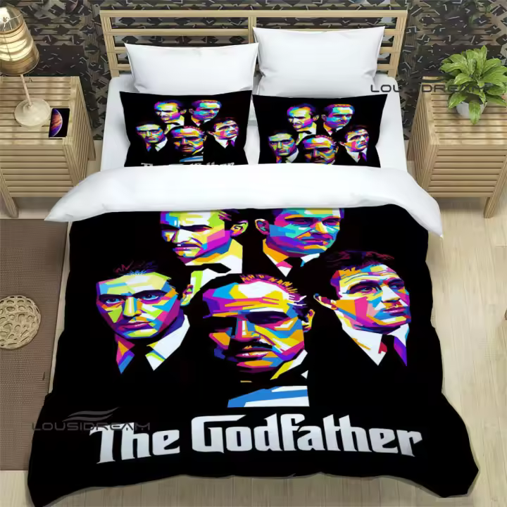 Juego de ropa de cama con estampado del padrino, exquisito juego de funda nórdica, edredón, regalo de cumpleaños de lujo - 1