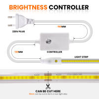 Tira de luces LED COB regulable de 220V con adhesivo, enchufe europeo, cinta Flexible impermeable IP65, Luz lineal de alta densidad - details 4