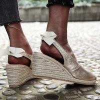 Patrón de piel de serpiente europea y americana, sandalias de cáñamo con tacón de cuña, bolsa de verano para mujer, sandalias vacías traseras de cabeza, zapatos de mujer de tacón alto de gran tamaño - details 21