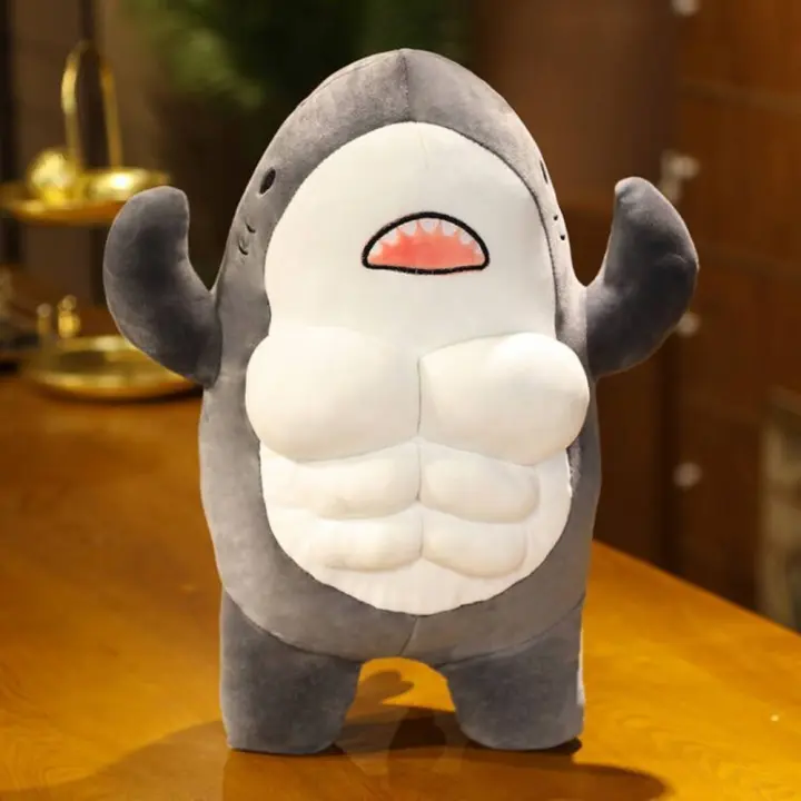 Muñeco De Peluche Tiburón Musculoso De 40CM Juguete De Peluche De Dibujos Animados Para Niños Y Niñas Regalo Para Novio O Amigo Material Coton PP Relleno Regalo Para Adultos - 1