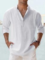 Camisas De Algodón Y Lino Para Hombres Camisas Casuales De Manga Larga Suéter Beach Estilo Hawaiano Para La Playa Y La Vida Diaria - details 1