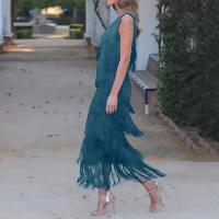 BUNO-Vestidos asimétricos con flecos en los hombros, moda entre las mujeres,Vestido de fiesta de cóctel de primavera y verano, elegante vestido de noche con borlas y flecos para mujer, largo de un hombro para fiesta de cóctel - details 5