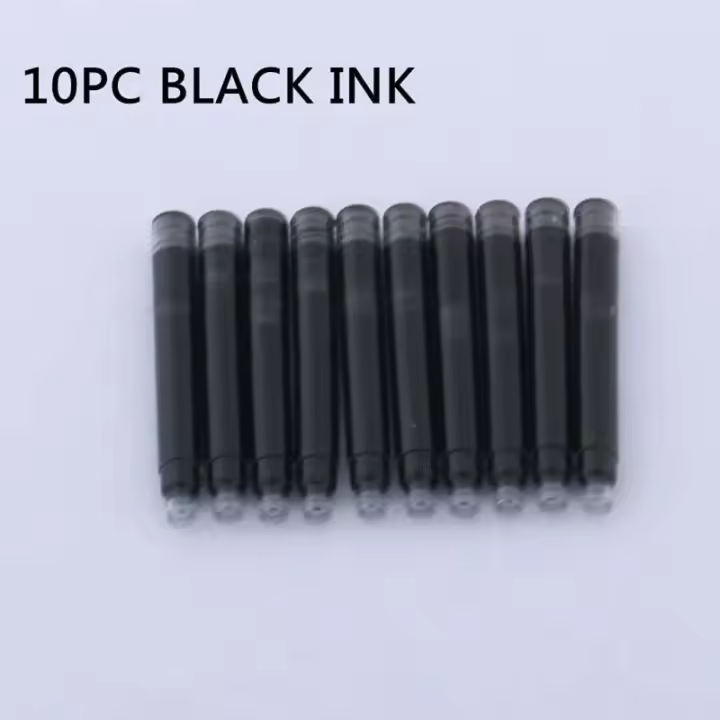 Pluma estilográfica negra de moda, bolígrafo de tinta con punta doblada de plástico de cuerpo largo de 0,38 mm y 0,5 mm, suministros de oficina, papelería, novedad de 2022 - 1
