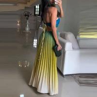 Elegante Vestido de Fiesta Holgado de Cintura Alta con Lazo Trasero Vestido Largo de Encaje con Estampado de Gradiente para Mujeres - details 4