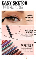 Nuevo lápiz de ojos en gel, 12 colores de larga duración, resistente al agua y a la descamación. - details 0