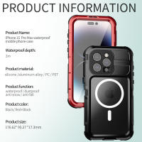 Funda De Silicona A Prueba de Agua IP68 Grado Militar Para iPhone 15 14 Pro Max Plus Deportes Acuario Submarino Escalada Material Aluminio IAOOPOO - details 3