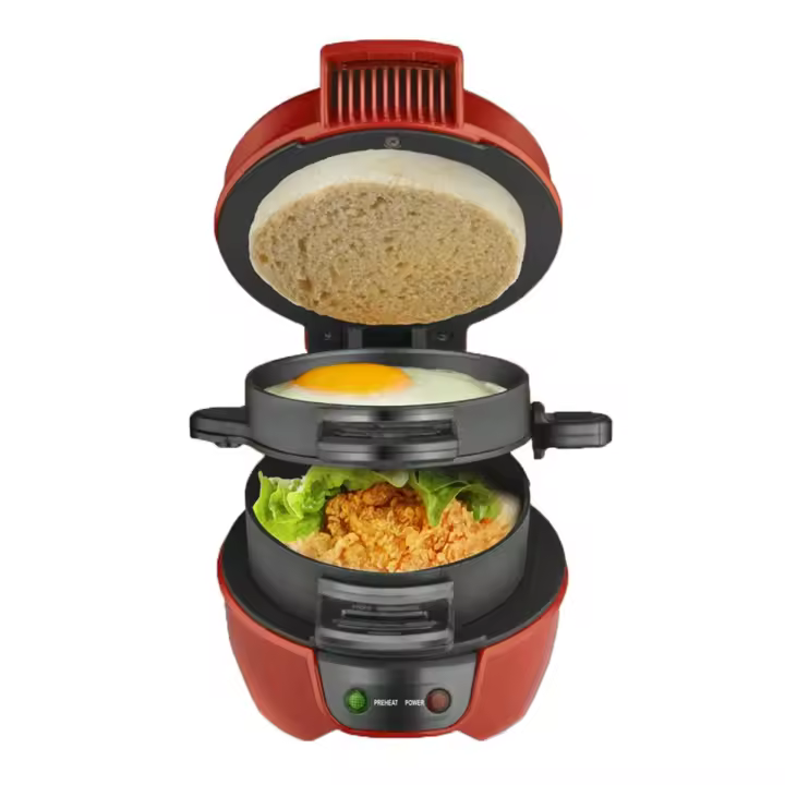 Máquina multifunción antiadherente para hacer hamburguesas, prensa de hamburguesas, tortilla de hamburguesa, desayuno, sándwich, enchufe de la UE - 1