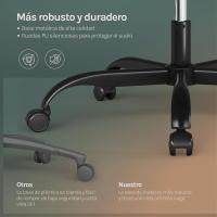Silla de Oficina de Metal con Respaldar y Soporte Lumbar Asiento Amplio y Lleno de Cojín, Diseño de Malla Gris, GS11gr - details 16