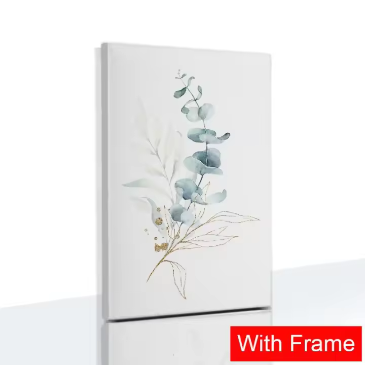 Pintura Nórdica Moderna de JUBEER en Lienzo con Hojas de Plantas y Póster de Verde Esmeraldo para Decoración del Hogar y Salón de Estar - 1