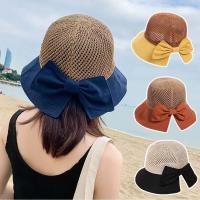 Nuevo protector solar en primavera y verano, moda para mujer, cubo de ocio, sombrero plegable con lazo para el sol, protección UV, gorra ancha para mujer - details 2