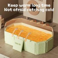 1PC verde y blanco portátil engrosada bañera plegable para niños, apto para viajar, bañera plegable para niños, recién nacido bebé de una sola pieza bañera - details 1