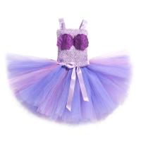 Vestido de sirena para niñas, vestido de fiesta de princesa de Halloween, falda tutú de tul de malla arcoíris, escala de pez de lentejuelas tres - details 12