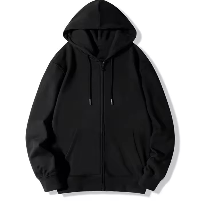 Sudadera con capucha y cremallera de color liso para hombre, chaqueta informal clásica de otoño - estudio de caso - 1