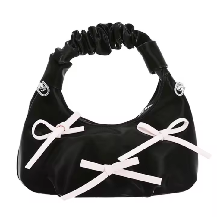 Bolsos de moda coreanos con lazo, bolsos de hombro plisados ​​de cuero Pu con nube, bolsos pequeños y dulces para mujer - 1