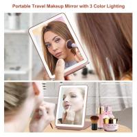 Espejo de maquillaje de viaje plegable LED, 3 modos de luz de colores, pantalla táctil recargable por USB, espejo cosmético de mesa portátil - details 0