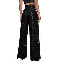 Moda femenina New -End Color sólido Pierna ancha con lentejuelas drapeadas Pantalones casuales para mujer - details 7