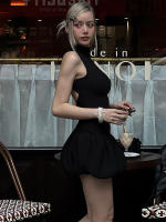 Vestido Mini Dulzura Ribbed Sin Mangas Patchwork Bollo Sólido Espalda Descubierta Cálido Club Streetwear Para Mujer - details 44