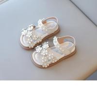 Sandalias florales para niñas pequeñas con cuentas, zapatos dulces de princesa de verano para niños, punta abierta, antideslizantes, talla 21-30, gancho y bucle, - details 4