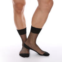 Calcetines de tubo de malla transparente para hombre con empeine de talón reforzado Sexy Toe Fethe Medias Calcetines transparentes - details 0