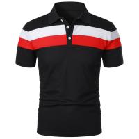 Pecho de manga para hombre con tres rayas a juego a la moda y manga corta con solapa para hombre - details 3