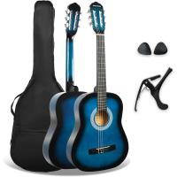 Pack de guitarra clásica española de tamaño 3/4 para niños XF de 3rd Avenue, Guitarra acústica con cuerdas de nylon, funda de transporte, cejilla y púas, Azul - details 0