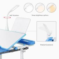 Escritorio para niños y estudiantes, mesa ergonómica y juego de descongelación, con cajón, soporte de lectura, lámpara LED regulable, altura ajustable - details 4