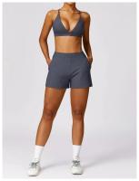 Pantalones cortos deportivos casuales y sueltos de nylon para yoga y ejercicios de autómneo y invierno acero inoxidable rápido secado - details 14