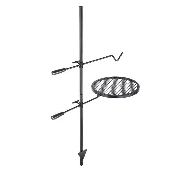 SucceBuy Parrilla giratoria para fogata, acero resistente, rejilla para cocinar a fuego abierto, ajustable, para exteriores - 1